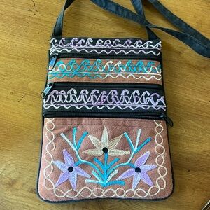 NWOT Handmade Embroidered Crossbody Bag